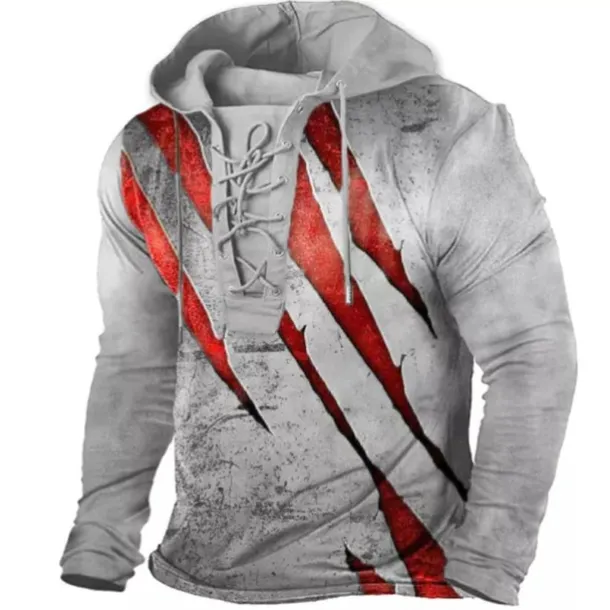 Men's Color Block Graphic Prints Hoodie Hoodies Sweatshirt Streetwear Designer Long Sleeve Hooded Casual Daily Sports Black White Lace up Print Spring & Fall Designer