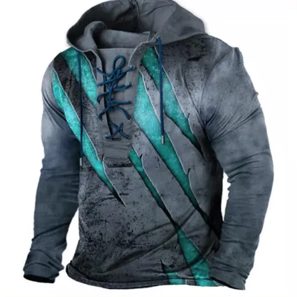 Men's Color Block Graphic Prints Hoodie Hoodies Sweatshirt Streetwear Designer Long Sleeve Hooded Casual Daily Sports Black White Lace up Print Spring & Fall Designer