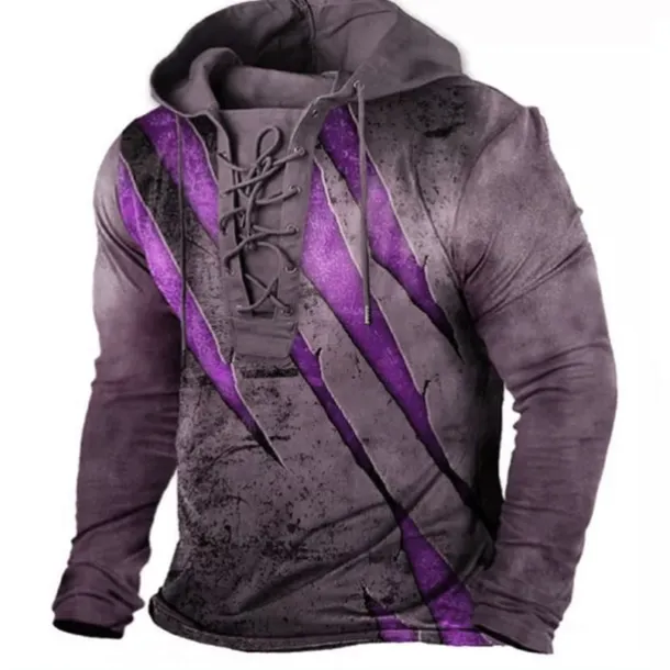 Men's Color Block Graphic Prints Hoodie Hoodies Sweatshirt Streetwear Designer Long Sleeve Hooded Casual Daily Sports Black White Lace up Print Spring & Fall Designer