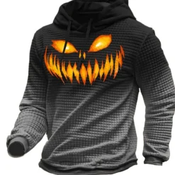Men's Color Block Graphic Prints Monster Hoodie Hoodies Waffle Hoodie Daily Classic Long Sleeve Hooded Halloween Holiday Going out Yellow Red Print Spring & Fall Designer