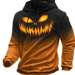 Men's Color Block Graphic Prints Monster Hoodie Hoodies Waffle Hoodie Daily Classic Long Sleeve Hooded Halloween Holiday Going out Yellow Red Print Spring & Fall Designer