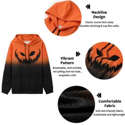 Men's Color Block Graphic Prints Monster Hoodie Hoodies Waffle Hoodie Daily Classic Long Sleeve Hooded Halloween Holiday Going out Yellow Red Print Spring & Fall Designer