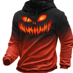 Men's Color Block Graphic Prints Monster Hoodie Hoodies Waffle Hoodie Daily Classic Long Sleeve Hooded Halloween Holiday Going out Yellow Red Print Spring & Fall Designer
