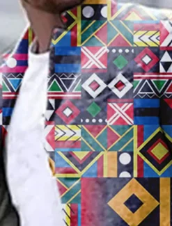 Men's Color Block Graphic Prints Geometry Winter Coat Overcoat Coat Warm Breathable Comfortable Fashion Streetwear Business Work Wear to work Going out Pocket Print Fall & Winter Turndown Long Sleeve