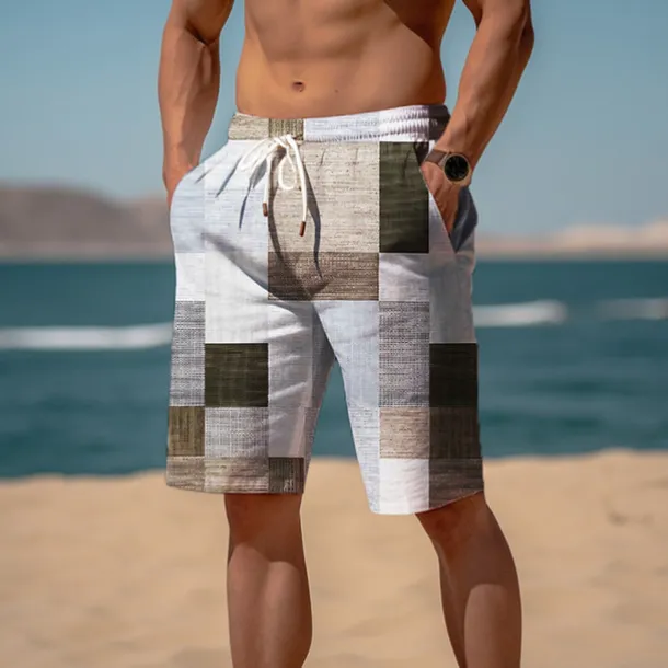 Men's Color Block Patchwork Graphic Prints Sweat Shorts Beach Shorts Terry Shorts Mid Waist Casual Athleisure Daily Holiday Streetwear Drawstring Elastic Waist 3D Print Designer Clothing Apparel