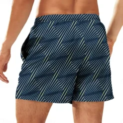 Men's Color Block Stripe Swim Trunks Swim Shorts Board Shorts Mid Waist Hawaiian Casual Holiday Beach Drawstring with Mesh lining Elastic Waist Designer Clothing Apparel