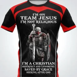Men's Color Block Templar Cross Soldier T shirt Slogan T Shirts Christian T Shirts Short Sleeve T shirt 3D Print Crew Neck Shirt Vintage Sports Designer Outdoor Street Daily Black and Red Yellow Blue