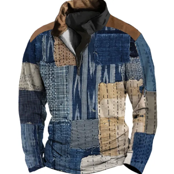 Men's Color Block Zip Sweater Sweatshirts Zip Sweatshirt Quarter Zip Hoodie Long Sleeve Sweatshirt Quarter Zip Casual Hip Hop 3D Print Vacation Sports Outdoor Holiday Print Spring & Fall