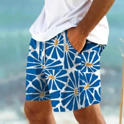Men's Colorful Flower / Floral Swim Trunks Swim Shorts Board Shorts Mid Waist Hawaiian Casual Holiday Beach Drawstring with Mesh lining Elastic Waist Designer Clothing Apparel