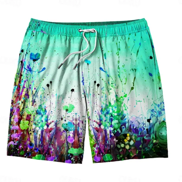 Men's Colorful Flower / Floral Swim Trunks Swim Shorts Board Shorts Mid Waist Hawaiian Casual Holiday Beach Drawstring with Mesh lining Elastic Waist Designer Clothing Apparel