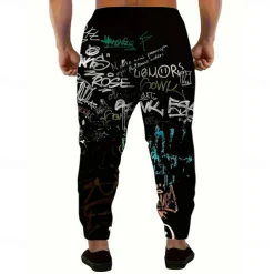 Men's Colorful Graffiti Sweatpants Joggers Trousers Mid Waist Drawstring Elastic Waist Casual Jogging Streetwear Workout Athletic Sweatpants with Pockets Spring Fall 3D Print Black 1# Black