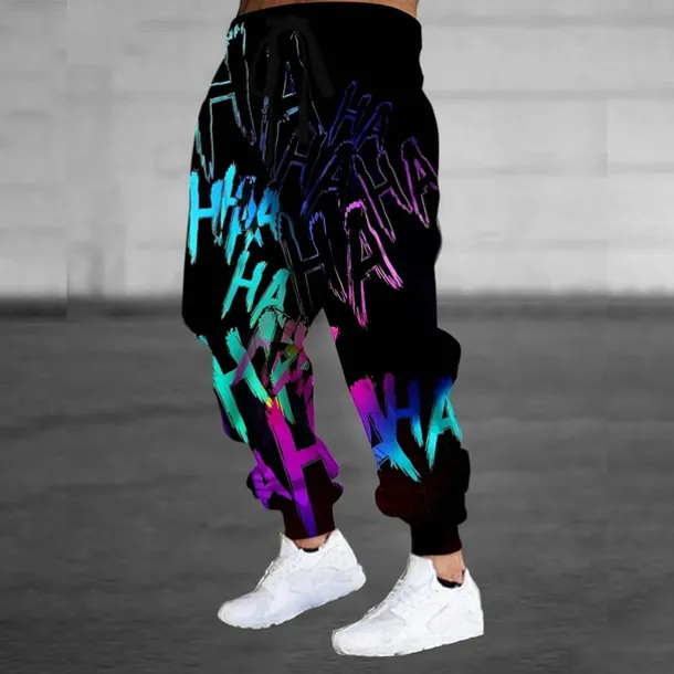Men's Colorful Graffiti Sweatpants Joggers Trousers Mid Waist Drawstring Elastic Waist Casual Jogging Streetwear Workout Athletic Sweatpants with Pockets Spring Fall 3D Print Black 1# Black