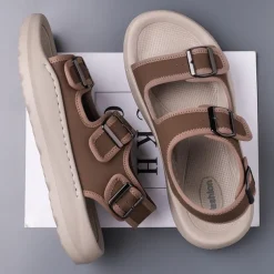 Men's Comfortable Casual Sandals with Double Buckle Design – Stylish Adjustable Outdoor Footwear for Summer and Vacation