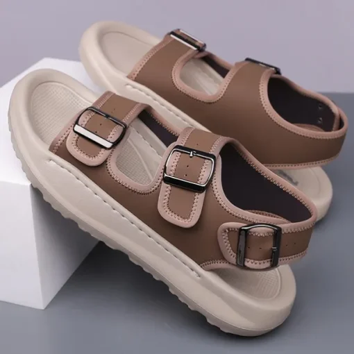 Men's Comfortable Casual Sandals with Double Buckle Design – Stylish Adjustable Outdoor Footwear for Summer and Vacation