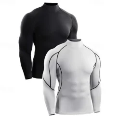 Men's Compression Shirt Athletic Shirt Gym Shirt Fitness Shirt Patchwork Long Sleeve Tee Tshirt Casual Athleisure Fall Breathable Quick Dry Soft Gym Workout Running Walking Sportswear Activewear