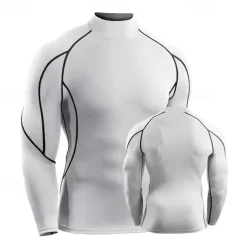 Men's Compression Shirt Athletic Shirt Gym Shirt Fitness Shirt Patchwork Long Sleeve Tee Tshirt Casual Athleisure Fall Breathable Quick Dry Soft Gym Workout Running Walking Sportswear Activewear