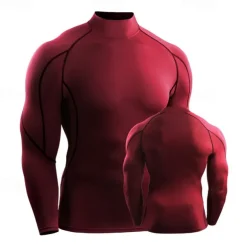 Men's Compression Shirt Athletic Shirt Gym Shirt Fitness Shirt Patchwork Long Sleeve Tee Tshirt Casual Athleisure Fall Breathable Quick Dry Soft Gym Workout Running Walking Sportswear Activewear