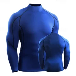 Men's Compression Shirt Athletic Shirt Gym Shirt Fitness Shirt Patchwork Long Sleeve Tee Tshirt Casual Athleisure Fall Breathable Quick Dry Soft Gym Workout Running Walking Sportswear Activewear