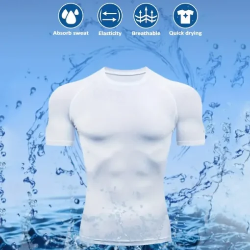 Men's Compression Shirt Athletic Shirt Gym Shirt Fitness Shirt Short Sleeve Tee Tshirt Casual Athleisure Breathable Quick Dry Soft Fitness Gym Workout Running Sportswear Activewear Black White Red