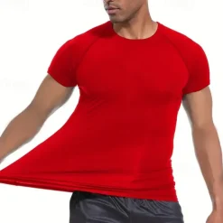 Men's Compression Shirt Athletic Shirt Gym Shirt Fitness Shirt Short Sleeve Tee Tshirt Casual Athleisure Breathable Quick Dry Soft Fitness Gym Workout Running Sportswear Activewear Black White Red