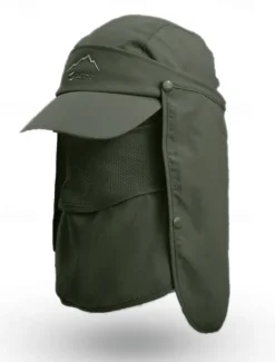 Men's Convertible Sun Hat with Neck Flap and Detachable Face Cover, UV Protection Lightweight Cap for Outdoor Hiking, Fishing, and Camping