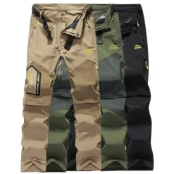 Men's Convertible Zip Off Pants Hiking Pants Trousers Summer Outdoor Waterproof Windproof Breathable Quick Dry Pants / Trousers Bottoms Elastic Waist Black Army Green Camping / Hiking Fishing Hiking