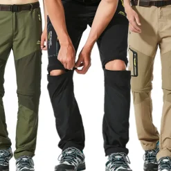 Men's Convertible Zip Off Pants Hiking Pants Trousers Summer Outdoor Waterproof Windproof Breathable Quick Dry Pants / Trousers Bottoms Elastic Waist Black Army Green Camping / Hiking Fishing Hiking