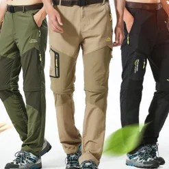 Men's Convertible Zip Off Pants Hiking Pants Trousers Summer Outdoor Waterproof Windproof Breathable Quick Dry Pants / Trousers Bottoms Elastic Waist Black Army Green Camping / Hiking Fishing Hiking