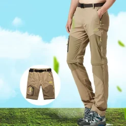 Men's Convertible Zip Off Pants Hiking Pants Trousers Summer Outdoor Waterproof Windproof Breathable Quick Dry Pants / Trousers Bottoms Elastic Waist Black Army Green Camping / Hiking Fishing Hiking