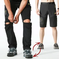 Men's Convertible Zip Off Pants Hiking Pants Trousers Summer Outdoor Waterproof Windproof Breathable Quick Dry Pants / Trousers Bottoms Elastic Waist Black Army Green Camping / Hiking Fishing Hiking