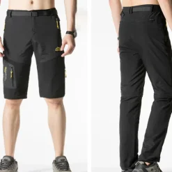 Men's Convertible Zip Off Pants Hiking Pants Trousers Summer Outdoor Waterproof Windproof Breathable Quick Dry Pants / Trousers Bottoms Elastic Waist Black Army Green Camping / Hiking Fishing Hiking