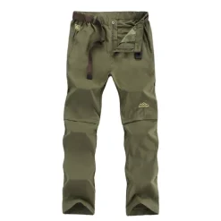 Men's Convertible Zip Off Pants Hiking Pants Trousers Summer Outdoor Waterproof Breathable Quick Dry Multi Pockets Pants / Trousers Bottoms Elastic Waist Army Green Khaki Camping / Hiking Fishing