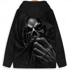 Men's Cool Skulls Hoodie Hoodies Sweatshirt Fashion Cool Long Sleeve Hooded Vacation Travel Streetwear Black Drawstring Fall Winter Designer