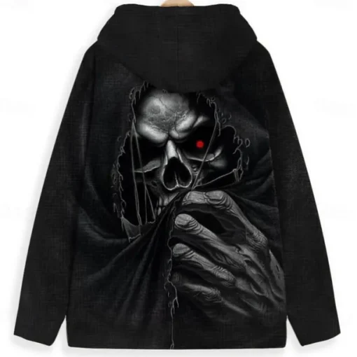 Men's Cool Skulls Hoodie Hoodies Sweatshirt Fashion Cool Long Sleeve Hooded Vacation Travel Streetwear Black Drawstring Fall Winter Designer