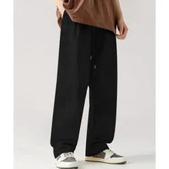 Men's Corduroy Pants Casual Pants Pocket Drawstring Elastic Waist Plain Comfort Sports Outdoor Daily Fashion Casual Black White Micro-elastic