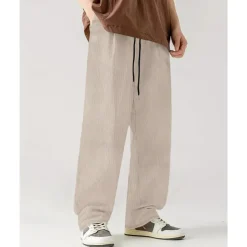 Men's Corduroy Pants Casual Pants Pocket Drawstring Elastic Waist Plain Comfort Sports Outdoor Daily Fashion Casual Black White Micro-elastic
