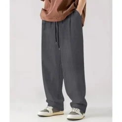 Men's Corduroy Pants Casual Pants Pocket Drawstring Elastic Waist Plain Comfort Sports Outdoor Daily Fashion Casual Black White Micro-elastic