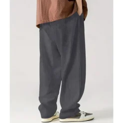 Men's Corduroy Pants Casual Pants Pocket Drawstring Elastic Waist Plain Comfort Sports Outdoor Daily Fashion Casual Black White Micro-elastic