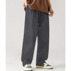 Men's Corduroy Pants Casual Pants Pocket Drawstring Elastic Waist Plain Comfort Sports Outdoor Daily Fashion Casual Black White Micro-elastic