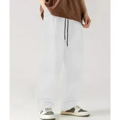 Men's Corduroy Pants Casual Pants Pocket Drawstring Elastic Waist Plain Comfort Sports Outdoor Daily Fashion Casual Black White Micro-elastic