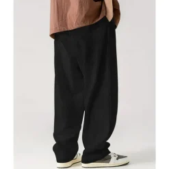 Men's Corduroy Pants Casual Pants Pocket Drawstring Elastic Waist Plain Comfort Sports Outdoor Daily Fashion Casual Black White Micro-elastic