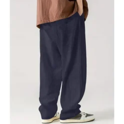 Men's Corduroy Pants Casual Pants Pocket Drawstring Elastic Waist Plain Comfort Sports Outdoor Daily Fashion Casual Black White Micro-elastic