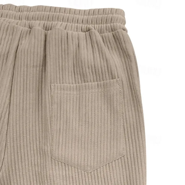 Men's Corduroy Pants Trousers Summer Pants Beach Pants Pocket Elastic Waist Drawstring Plain Comfort Sports Outdoor Daily Fashion Casual Black Green Micro-elastic
