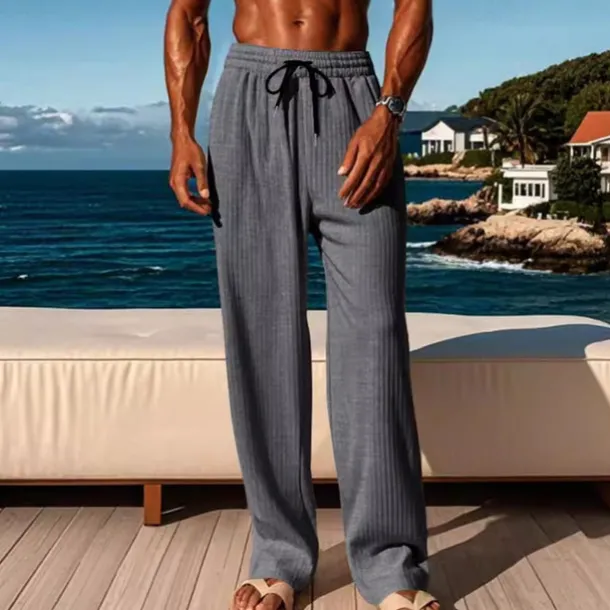 Men's Corduroy Pants Trousers Summer Pants Beach Pants Pocket Elastic Waist Drawstring Plain Comfort Sports Outdoor Daily Fashion Casual Black Green Micro-elastic