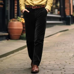 Men's Corduroy Pants Trousers Casual Pants Front Pocket Straight Leg Plain Comfort Casual Daily Holiday Fashion Basic Black Khaki
