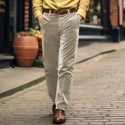 Men's Corduroy Pants Trousers Casual Pants Front Pocket Straight Leg Plain Comfort Casual Daily Holiday Fashion Basic Black Khaki