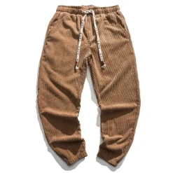 Men's Corduroy Pants Warm Solid Colored Warm Sports Full Length Outdoor Daily Casual / Sporty Chino Slim Black Blue Low Waist Inelastic