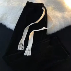 Men's Corduroy Pants Winter Pants Trousers Drawstring Elastic Waist Straight Leg Solid Color Comfort Warm Casual Daily Streetwear Sports Fashion Black Apricot Micro-elastic