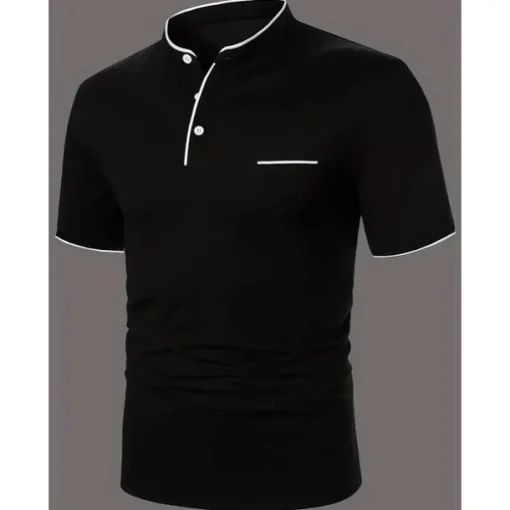 Men's Cotton Blend Polo Shirt Golf Shirt Street Casual Stand Collar Banded Collar Short Sleeve Fashion Basic Plain Classic Summer Regular Fit Navy Black White Red Cotton Blend Polo Shirt