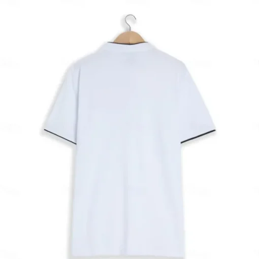 Men's Cotton Blend Polo Shirt Golf Shirt Street Casual Stand Collar Banded Collar Short Sleeve Fashion Basic Plain Classic Summer Regular Fit Navy Black White Red Cotton Blend Polo Shirt